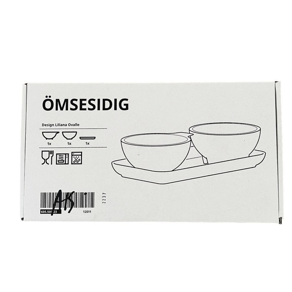 IKEA ÖMSESIDIG Tray with 2 Bowls, Orange & Gray (Chips & Dip) - Picture 3 of 7